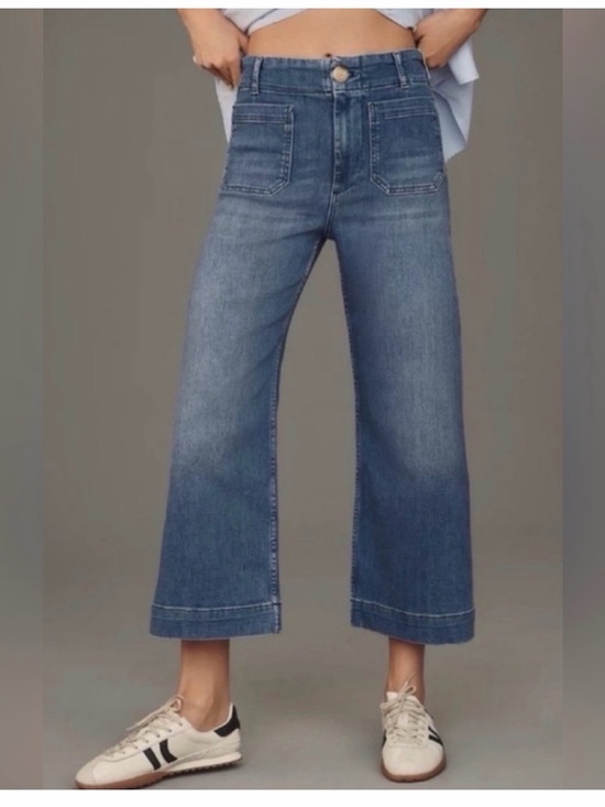 Maeve Denim - Anthropologie Maeve The Collette Denim Cropped Wide-Leg Jeans Sz 27